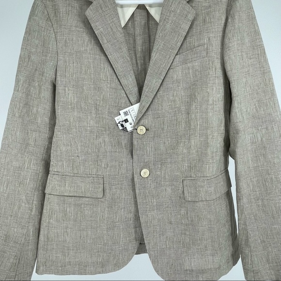 ZARA MEN’S LINEN BLEND SUIT JACKET IN RELAXED FIT TAN BROWN LARGE - Picture 7 of 14